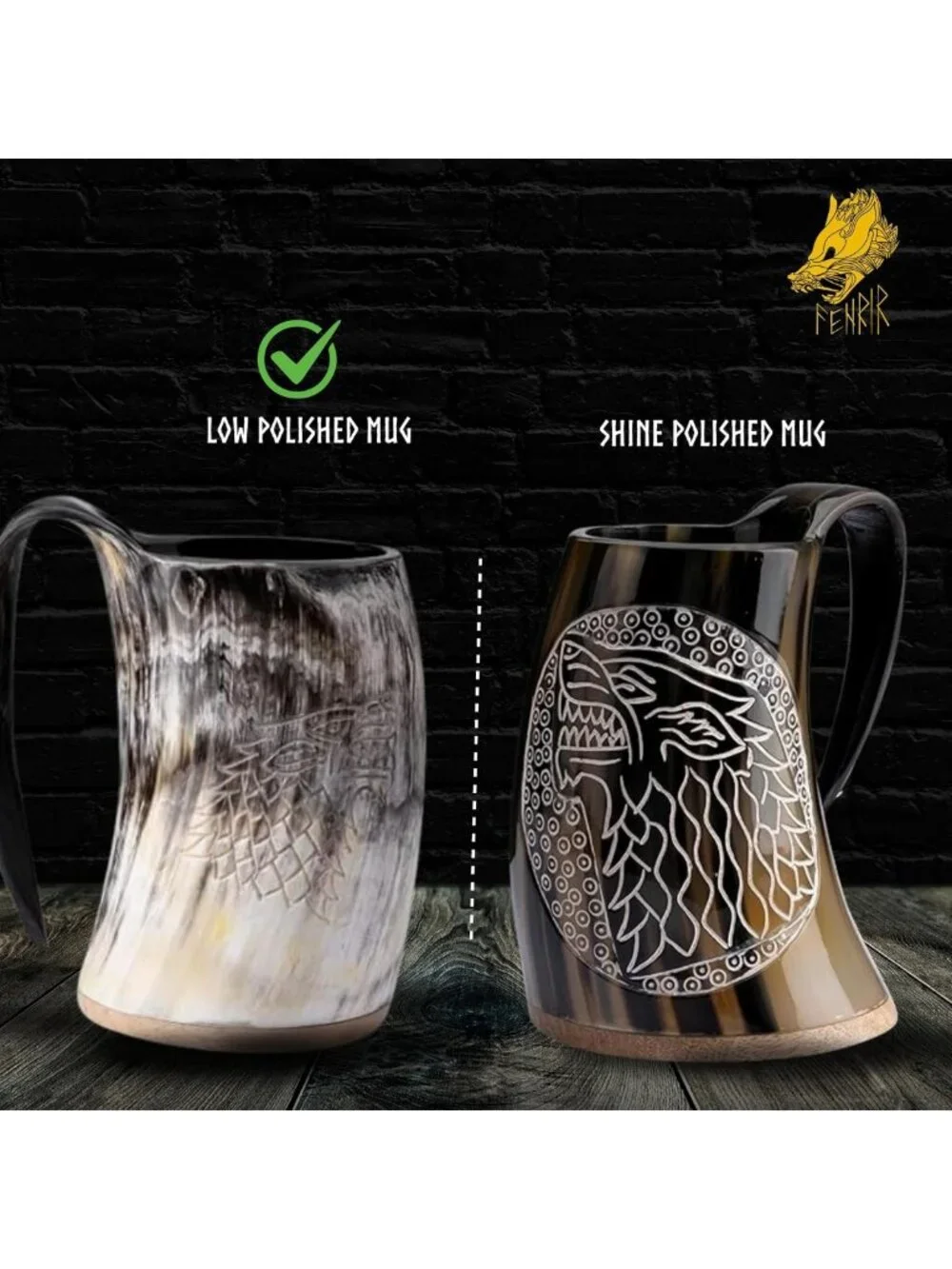 Handmade Viking Drinking Horn Mug Set - Unique Gift for Men, Dad, Husband - 16